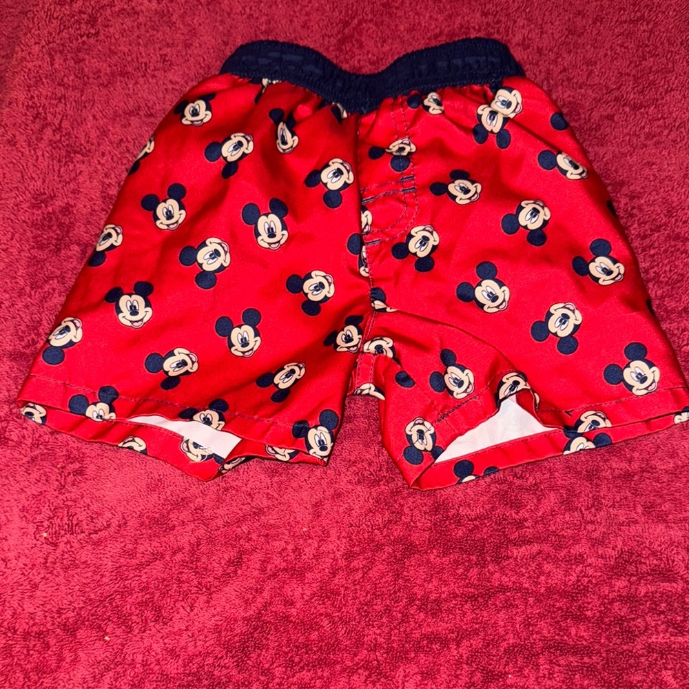 Disney Red Mickey Mouse Kids Swim Trunks